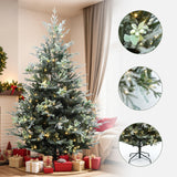 Pre-Lit Green Fir Christmas Tree with Metal Stand,7Ft