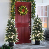 Pre-Lit Flocked Artificial Christmas Tree in Pot, 4ft
