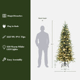 Pre-Lit Artificial Pine Christmas Tree with Stand, 6.5ft