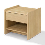 Mid Century Modern Nightstand with Drawer and Open Shelf, Wood  End Table, 19''