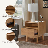 Eric oak finish nightstand with drawer, 22.64"h