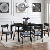 Wenge in ash veneer wood rectangle dining table with rubberwood legs - LuxenHome