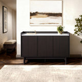 Modi Wenge Wood Sideboard Cabinet with Faux Marble Top, 47"