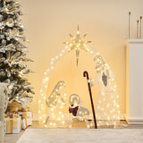 Lighted nativity and christmas tree, clear