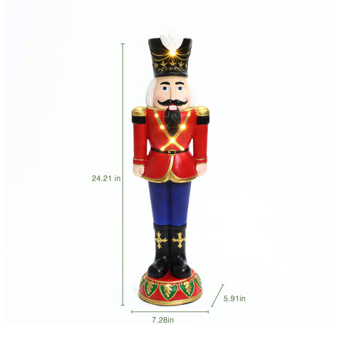 Traditional nutcracker soldier in red with lights, 2ft tall