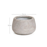 Ribbed bowl planter with brown texture, 11.4" w