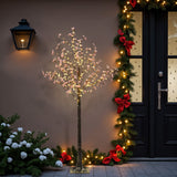 Pre-Lit Pink Baby's Breath Christmas Tree,5.2ft
