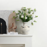 Rustic Off-White with Gray Terracotta Urn Vase,12.4'