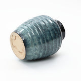 Rippled Blue with Brown Round Tall Ceramic Vase, 15.8"H