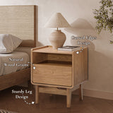 Eric oak finish nightstand with drawer, 22.64"h