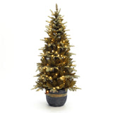 Pre-Lit Gold Branches Christmas Trees with Pot, 4.5ft