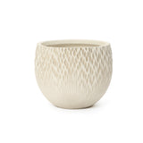 Textured Round Plant Pots, Off-white Large Plant Pot with Drainage Hole 14.2'' Dia