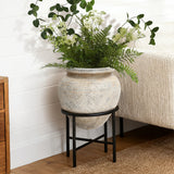 Distressed Large Planters for Indoor Plants with Stand, 17.5" Dia