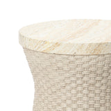 Woven Texture Outdoor Side Table with Storage, 18.7''