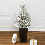 4ft-pre-lit-snow-flocked-artificial-christmas-tree-in-tall-pot