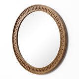 Round Mirror, Farmhouse Wooden Decorative Mirrors for Wall, 25.8''