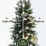 Pre-Lit Flocked Artificial Christmas Tree in Pot, 4ft