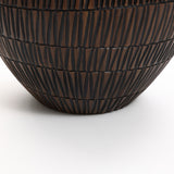 Dark brown textured resin round planter, large