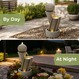 Resin Outdoor Waterfall Fountain with LED Lights, 34.8'' H