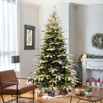 7-foot-pre-lit-fraser-fir-slim-christmas-tree-is-perfect-for-display-beside-the-sofa