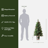 Pre-Lit Green Pine Christmas Tree with Potted,4Ft