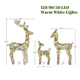 Christmas Deer Family Outdoor Holiday Decoration Lights, Set of 3