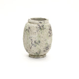 Old-World Distressed White Round Terracotta Vase,10''