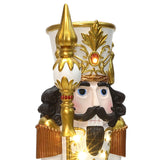 Christmas Soldier Nutcracker Decor in White & Gold with Lights, 4 ft