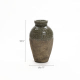 Rustic brown stoneware bud vase, 18.5" h