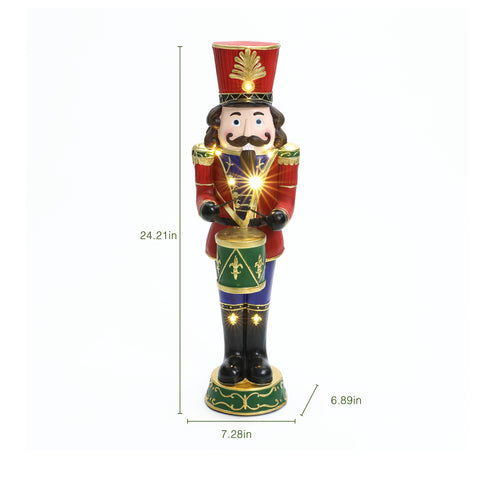 Traditional nutcracker drummer soldier with lights, 2ft tall