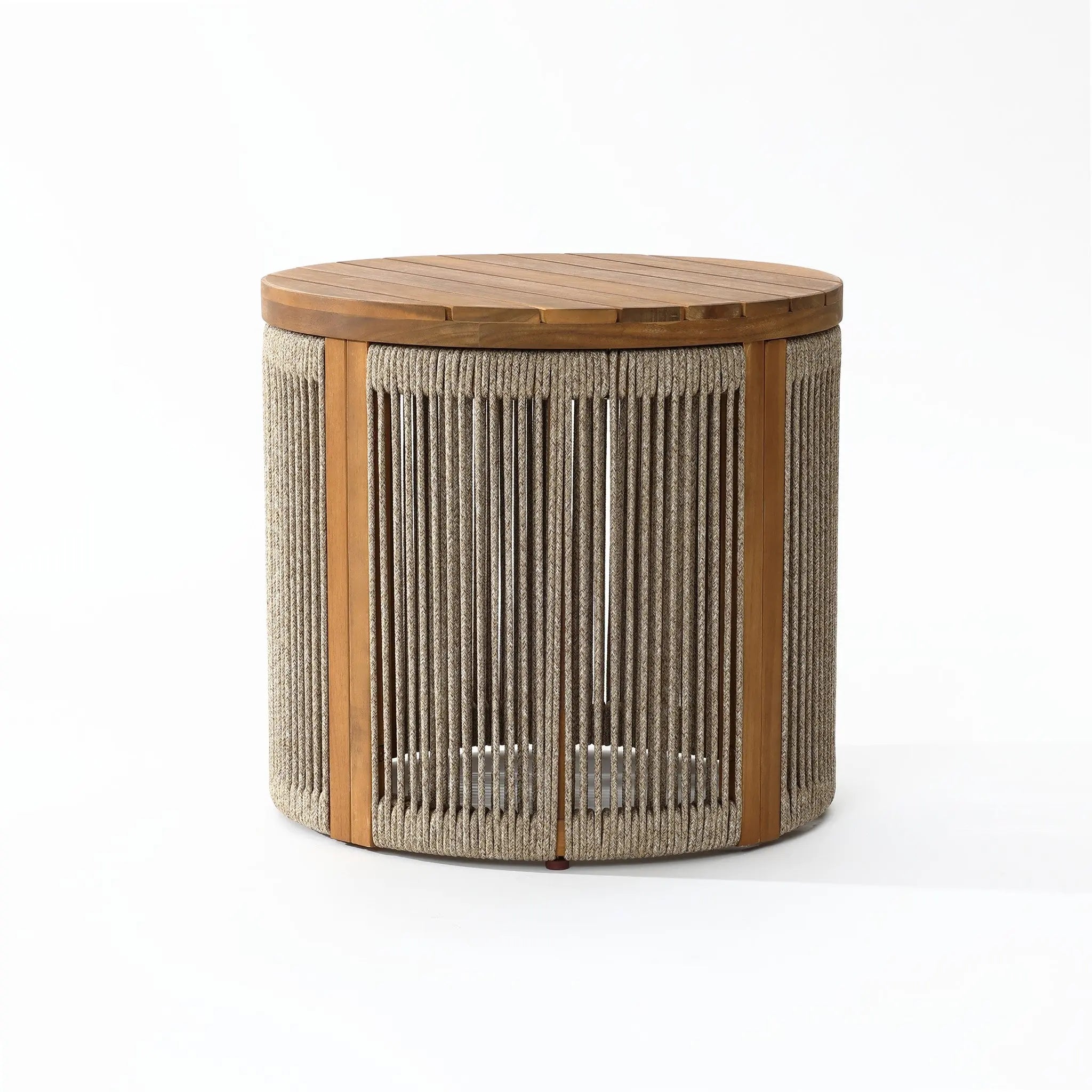 LuxenHome Outdoor Acacia Wood Drum Si...
