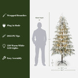 Pre-Lit Snowy Slim Artificial Cedar Christmas Tree, 7.5ft