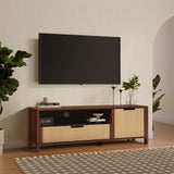 Mid-Century Wood TV Console Tables with Storage,Walnut 55''