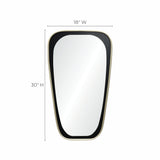 Gold and black accent metal frame wall mirror, slim