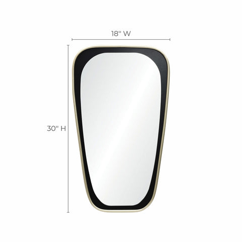 Gold and black accent metal frame wall mirror, slim