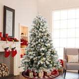 Pre-Lit Flocked Full Fir Artificial Christmas Tree, 6ft