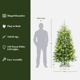 Pre-Lit Green Artificial Cedar Christmas Tree with Stand, 7ft