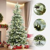 Pre-Lit Green Christmas Artificial Tree with Stand, 7.5ft