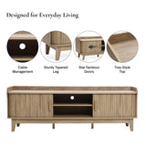 Mid-Century TV Stand with Sliding Tambour Doors for TVs up to 65''