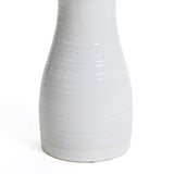 White ribbed ceramic bird bath