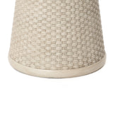 Woven Texture Outdoor Side Table with Storage, 18.7''
