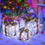 Christmas Gift Boxes Outdoor Holiday Decoration Lights, Set of 3
