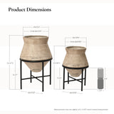 Brick Red Cauldron Rustic Planter Set with Black Stands - Set of 2