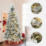 Pre-Lit Branches Snowy Christmas Tree with Stand,6.5Ft