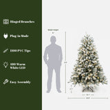 Pre-Lit Flocked Full Fir Artificial Christmas Tree, 6ft