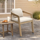 Acacia Wood Outdoor Accent Chair with Cushion