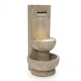 Resin Outdoor Waterfall Fountain with Planter and LED Lights, 33'' H