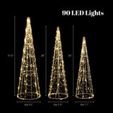 Lighted trees christmas decoration for indoor and outdoor, set of 3