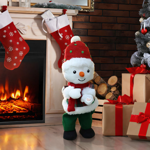 Snowman animated singing battery-powered plush toy, 16" tall