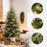 Pre-Lit Green Artificial Christmas Tree with Potted, 6.9Ft